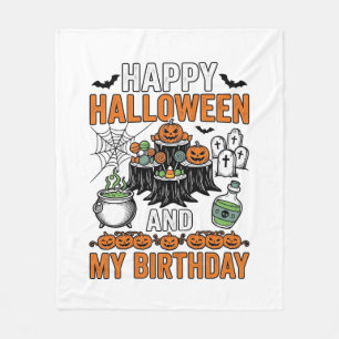 Halloween Birthday Vintage Pumpkin Party Design_1 Fleece Blanket