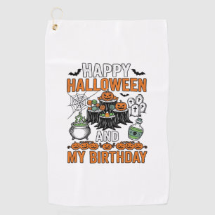Halloween Birthday Vintage Pumpkin Party Design_1 Golf Towel
