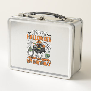 Halloween Birthday Vintage Pumpkin Party Design_1 Metal Lunch Box