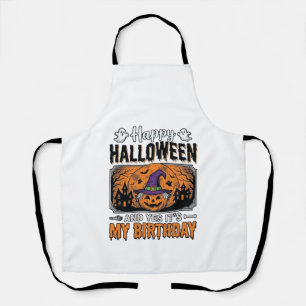 Halloween Birthday Witch Pumpkin Vintage Shirt Des Apron