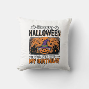 Halloween Birthday Witch Pumpkin Vintage Shirt Des Cushion