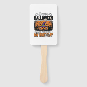 Halloween Birthday Witch Pumpkin Vintage Shirt Des Hand Fan