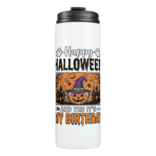 Halloween Birthday Witch Pumpkin Vintage Shirt Des Thermal Tumbler
