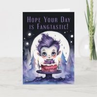 Halloween Birthday With Cute Vampire and Birthday