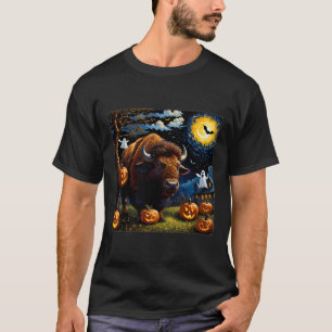 Halloween Bison Starry Night  T-Shirt