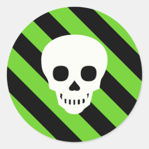 Halloween Black and Green Stripes Pattern Classic Round Sticker