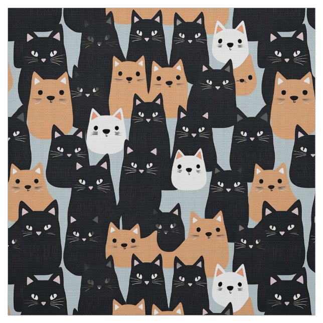 Halloween black and orange cat army fabric (Swatch)