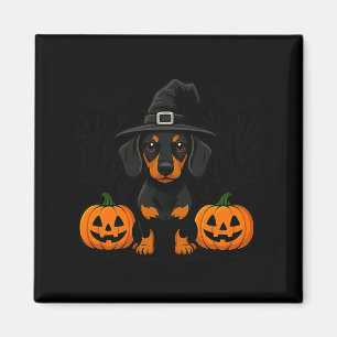Halloween Black And Tan Dachshund Witch Spooky Magnet