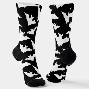 Halloween Black and White bats cool spooky pattern Socks