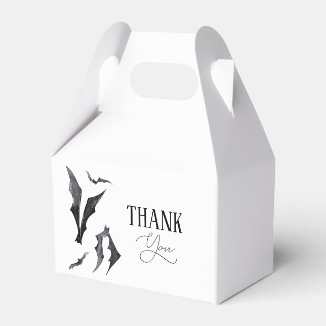 Halloween Black and White Bats  Favour Box (Front Side)