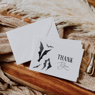 Halloween Black and White Bats  Thank You Card