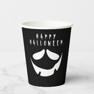 Halloween Black and White Jack O Lantern Pumpkin Paper Cups