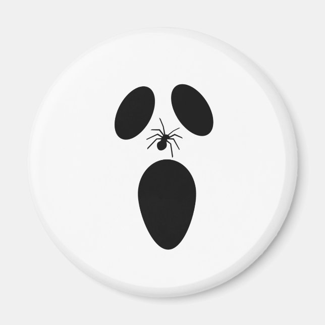 Halloween Black and White Scary Ghost Face Magnet (Front)