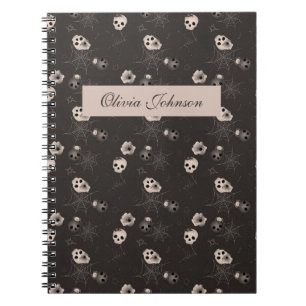 Halloween Black-and-white Skulls Modern Notebook
