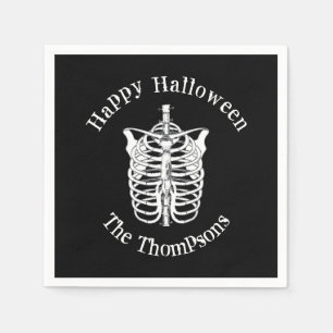 Halloween Black and White Spooky Skeleton Napkin