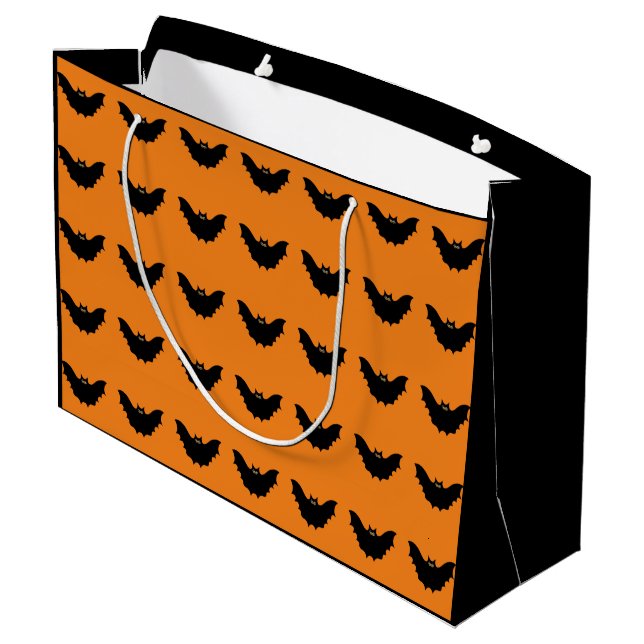 Halloween Black Bat Large Gift Bag (Back Angled)