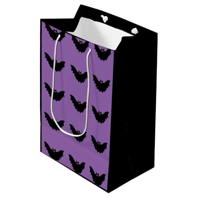 Halloween Black Bat Medium Gift Bag (Front Angled)