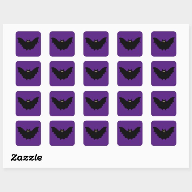 Halloween Black Bat Purple Apron Square Sticker (Sheet)