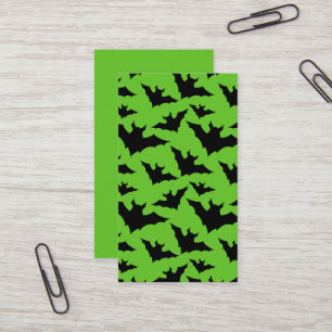 Halloween black bats green cool spooky pattern business card