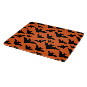 Halloween black bats orange cool spooky pattern cutting board