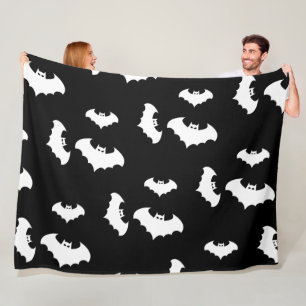 Halloween Black Bats Pattern Spooky Scary Fleece Blanket