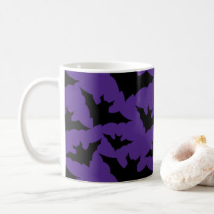 Halloween black bats purple cool spooky pattern coffee mug