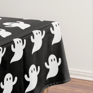 Halloween Black Boo Ghosts Pattern Spooky Scary Tablecloth