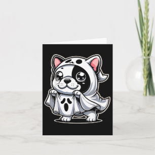 Halloween Black Bulldog Ghost Bats - Adorable Card