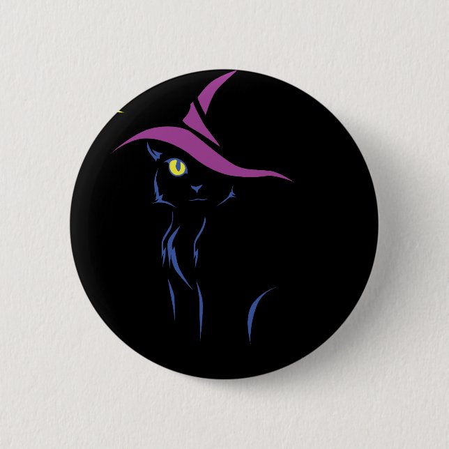 Halloween Black Cat 6 Cm Round Badge (Front)