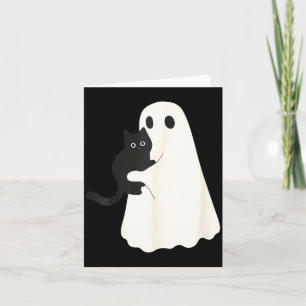 Halloween Black Cat And Ghost Cats Ghosts Retro Card