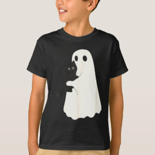 Halloween Black Cat And Ghost Cats Ghosts Retro T-Shirt