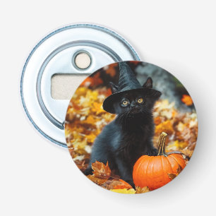 Halloween Black Cat and Pumpkin Bottle Opener
