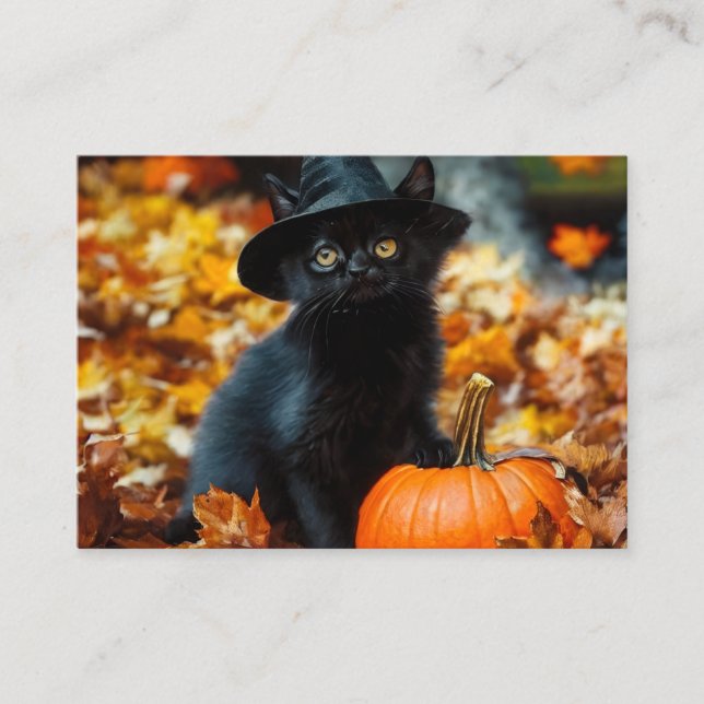 Halloween Black Cat and Pumpkin Enclosure Card (Front)