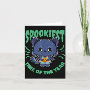 Halloween Black Cat And Pumpkin For Horror Fans Card