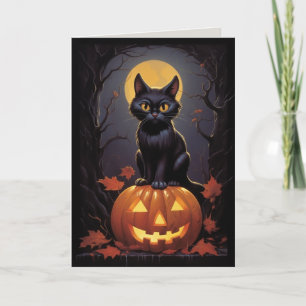 Halloween Black Cat and Pumpkin Invitation