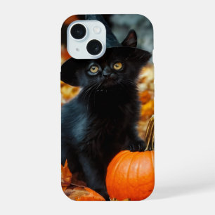 Halloween Black Cat and Pumpkin iPhone 15 Case