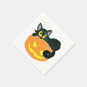 Halloween Black Cat and Pumpkin Napkin