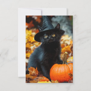 Halloween Black Cat and Pumpkin Thank You Card