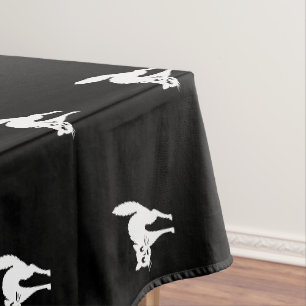 Halloween black cat black and white cute pattern tablecloth