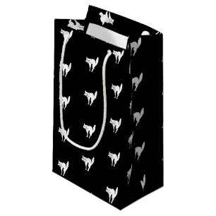 Halloween black cat black and white pattern small gift bag