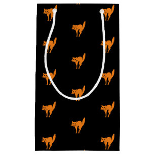 Halloween black cat black orange pattern  small gift bag