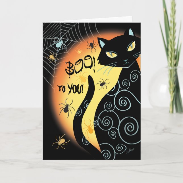 Halloween, Black Cat, Boo! Card (Front)