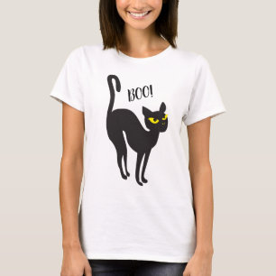 Halloween Black Cat, Boo! Treat or Trick, Trendy T-Shirt