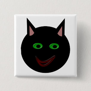 Halloween Black Cat Button