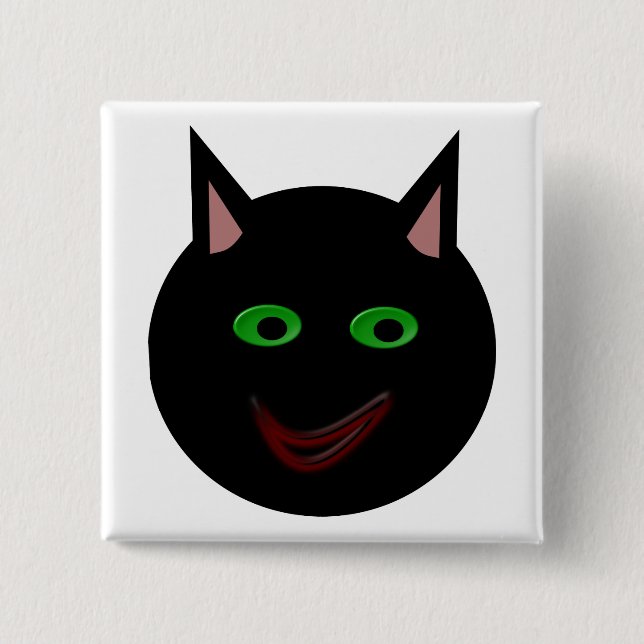 Halloween Black Cat Button (Front)