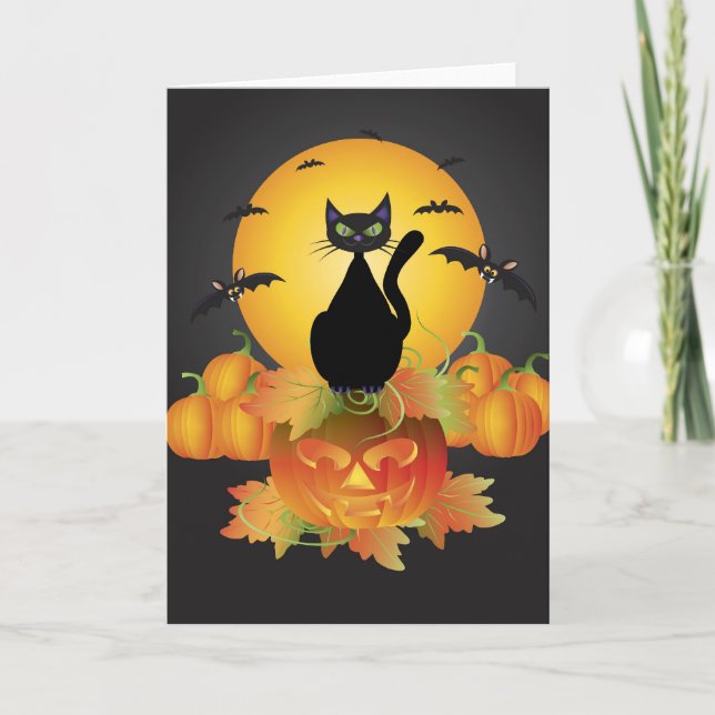 Halloween Black Cat Card (Front)