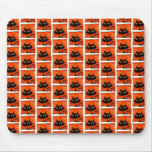 Halloween Black Cat Cartoon Computer Mouse Pad