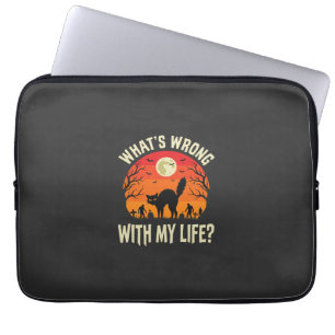 Halloween Black Cat Cemetery Horror Graphic Laptop Sleeve