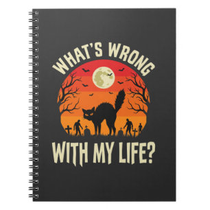 Halloween Black Cat Cemetery Horror Graphic Notebook