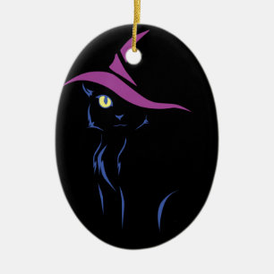 Halloween Black Cat Ceramic Tree Decoration